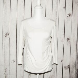 Comfy USA Scoop Neck Blouse White Modal Size Small